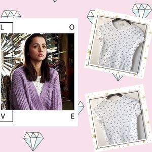 Cotton On Floral Waffle Knit Lettuce Trim Crop Top